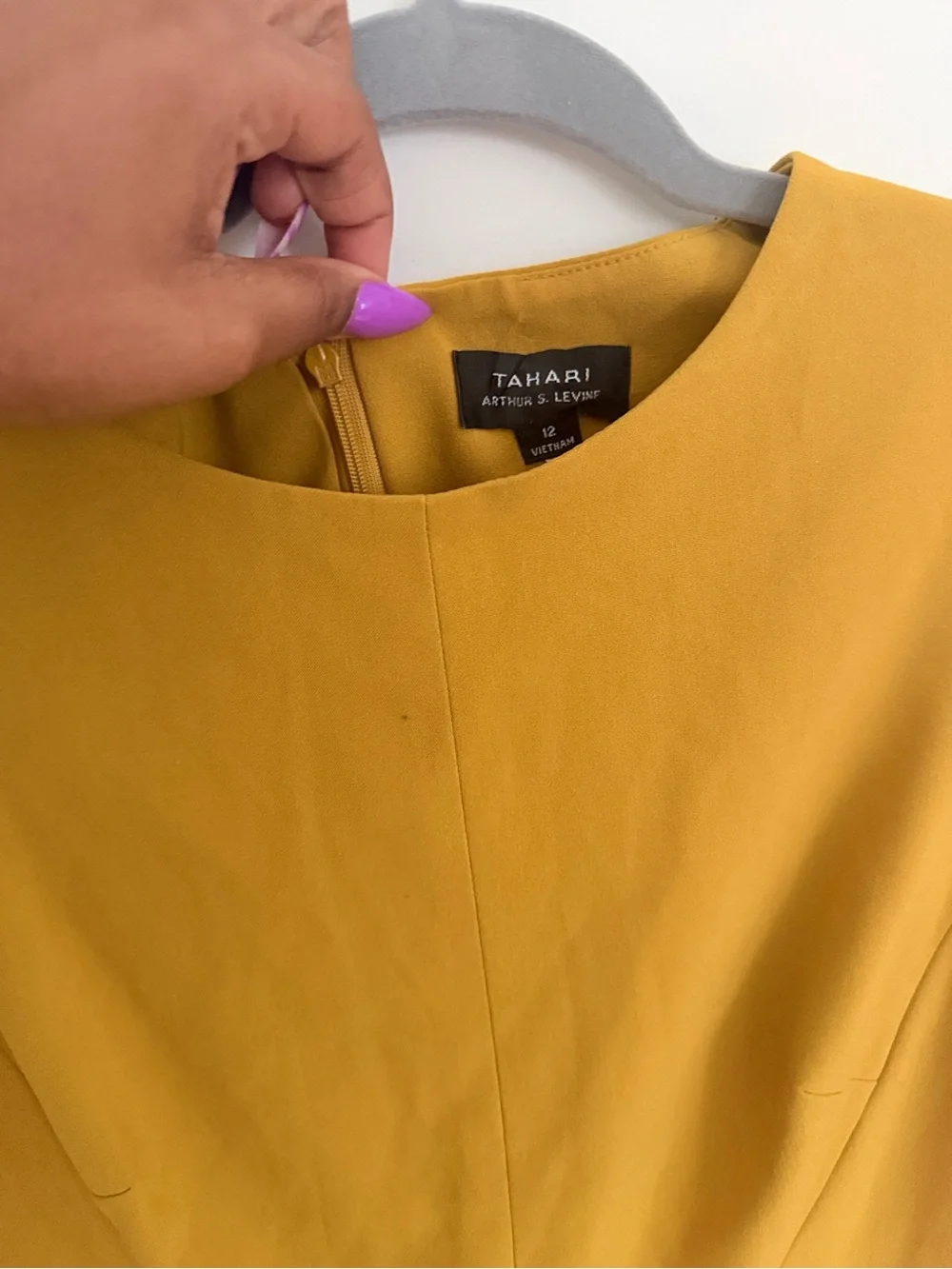 Tahari ASL Mustard Yellow Sheath Dress with Belt Accent - Picture 2 of 5
